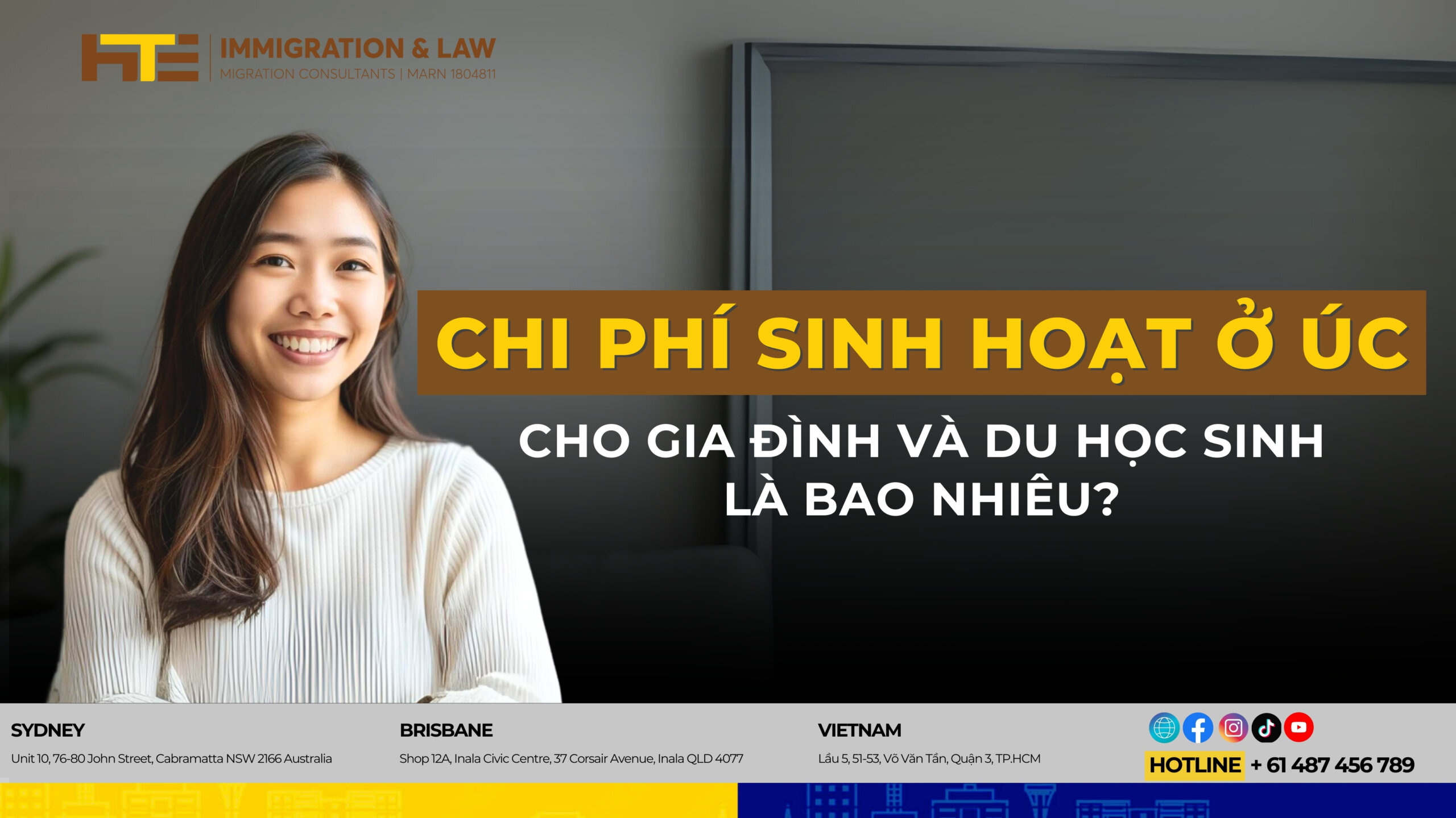 Chi phi sinh hoat o uc cho gia dinh va du hoc sinh la bao nhieu?